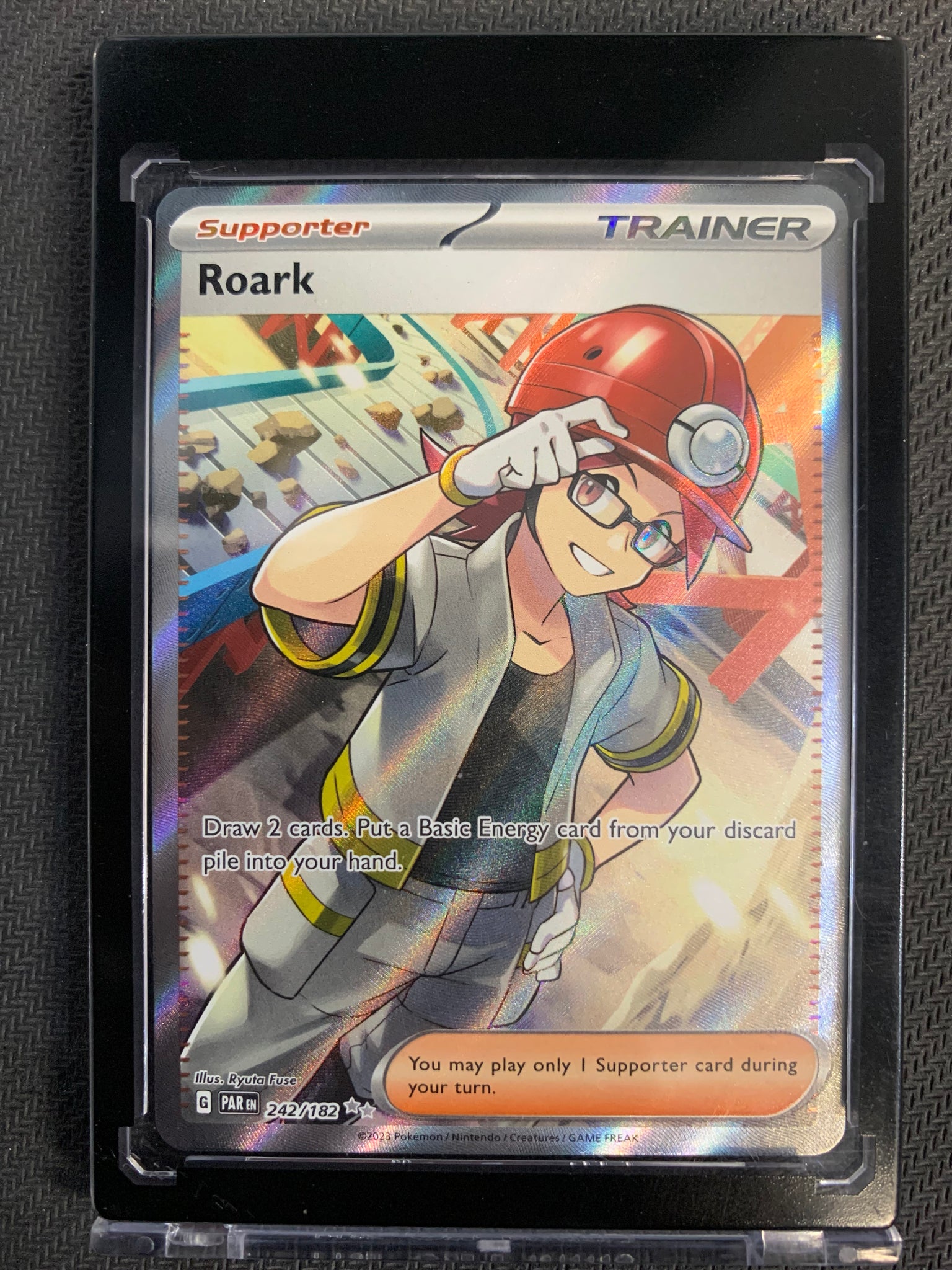 POKEMON S/V4 PARADOX RIFT - ROARK TRAINER SECRET RARE 242/182 - MINT
