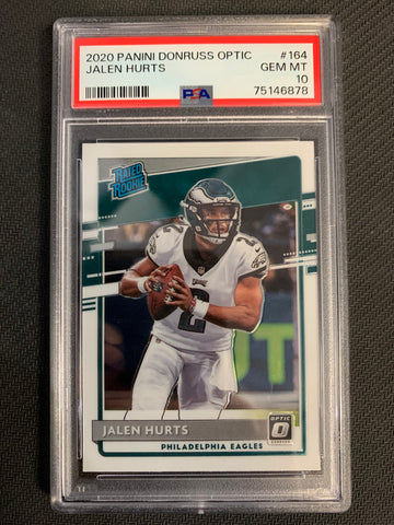 2020 PANINI DONRUSS OPTIC FOOTBALL #164 PHILADELPHIA EAGLES -JALEN HURTS OPTIC RATED ROOKIE GRADED PSA 10 GEM MINT  in