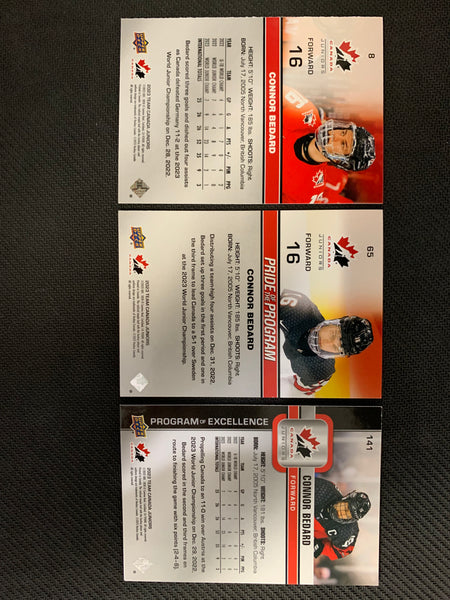 2023 UPPER DECK TEAM CANADA HOCKEY CONNOR BEDARD LOT OF 3