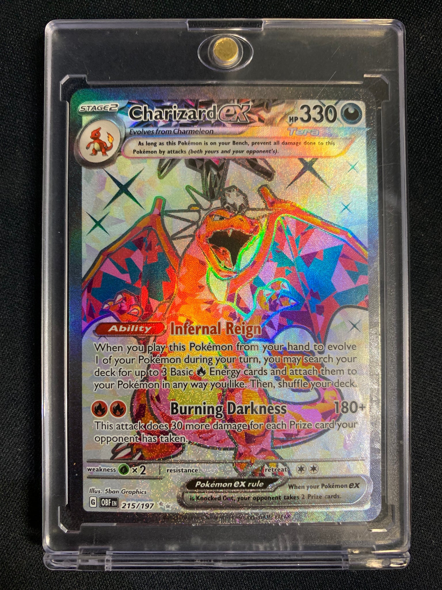 POKEMON S/V OBSIDIAN FLAMES - CHARIZARD EX SECRET RARE 215/197 - MINT Mint Sports Cards & Collectibles POKEMON S/V OBSIDIAN FLAMES - CHARIZARD EX SECRET RARE 215/197 - MINT Mint Sports Cards & Collectibles