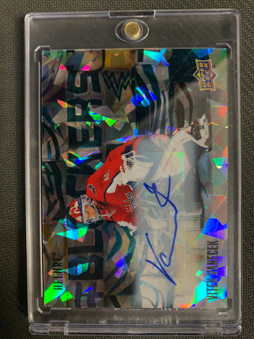 2022-23 UPPER DECK ALLURE HOCKEY #BL-23 WASHINGTON CAPITALS - VITEK VANECEK BLOCKERS BLUE AUTO