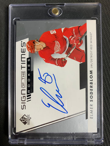 2022-23 UD SP AUTHENTIC HOCKEY #SOTTR-ES DETROIT RED WINGS - ELMER SODERBLOM ROOKIE SIGN OF THE TIMES