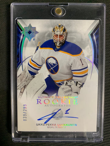 2021-22 UD ULTIMATE COLLECTION HOCKEY #112 BUFFALO SABRES - UKKO-PEKKA LUUKKONEN ROOKIE AUTOGRAPHS #'D 039/299