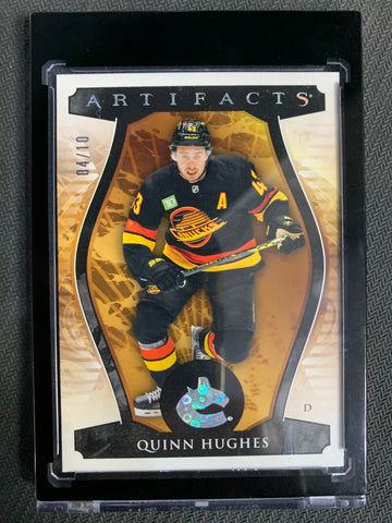 2023-24 UPPER DECK ARTIFACTS HOCKEY #129 VANCOUVER CANUCKS - QUINN HUGHES ARTIFACTS SSP PARALLEL #'D 04/10