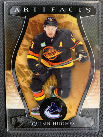 2023-24 UPPER DECK ARTIFACTS HOCKEY #129 VANCOUVER CANUCKS - QUINN HUGHES ARTIFACTS PLEXI GLASS INSERT