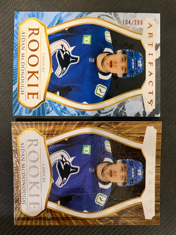 2023-24 UPPER DECK ARTIFACTS HOCKEY #179 VANCOUVER CANUCKS - AIDAN MCDONOUGH ROOKIE LOT OF 2