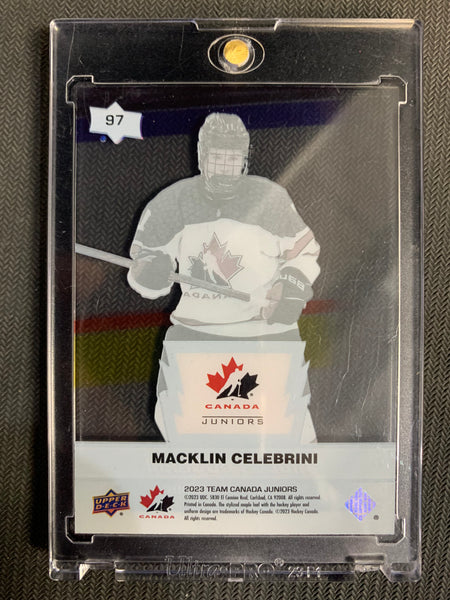 2023 UPPER DECK TEAM CANADA JUNIORS HOCKEY #97 - MACKLIN CELEBRINI PRIDE OF THE PROGRAM ACETATE SP PARALLEL