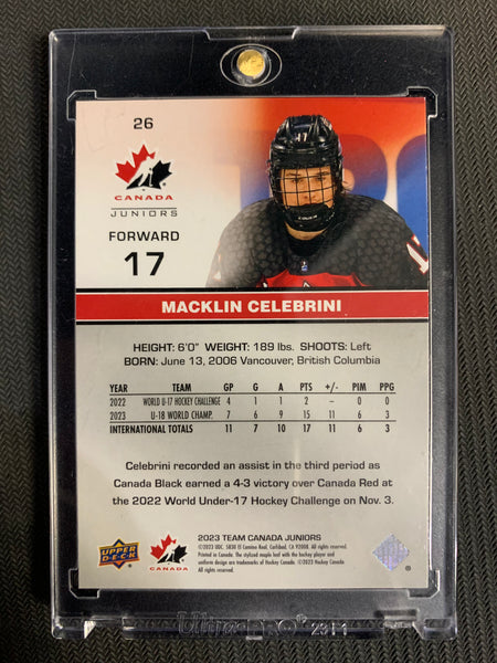 2023 UPPER DECK TEAM CANADA JUNIORS HOCKEY #26 - MACKLIN CELEBRINI RED FOIL SP PARALLEL