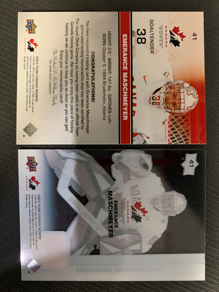2023 UPPER DECK TEAM CANADA JUNIORS HOCKEY # 41 EMERANCE MASCHMEYER LOT OF 2