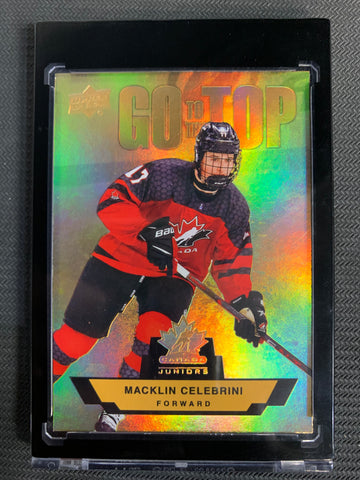 2023 UPPER DECK TEAM CANADA JUNIORS HOCKEY #GT-13 - MACKLIN CELEBRINI GOLD GO TO THE TOP SSP INSERT