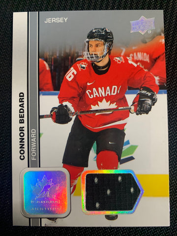 2023 UPPER DECK TEAM CANADA JUNIORS HOCKEY #8 - CONNOR BEDARD GAME USED JERSEY CARD