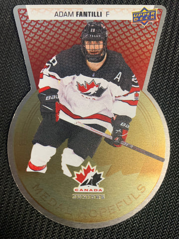 2022 UPPER DECK TEAM CANADA JUNIORS HOCKEY #MH-19 - ADAM FANTILLI MEDAL HOPEFULS DIE CUT METAL CARD