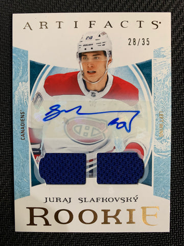 2022-23 UPPER DECK ARTIFACTS HOCKEY #I MONTREAL CANADIENS - JURAJ SLAFKOVSKY DUAL PATCH ROOKIE AUTO #'D 28/35