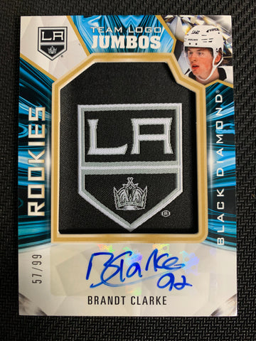 2022-23 UD BLACK DIAMOND HOCKEY #RTL-BC LOS ANGELES KINGS - BRANDT CLARKE TEAM LOGO JUMBOS ROOKIE AUTO PATCH #'D 57/99