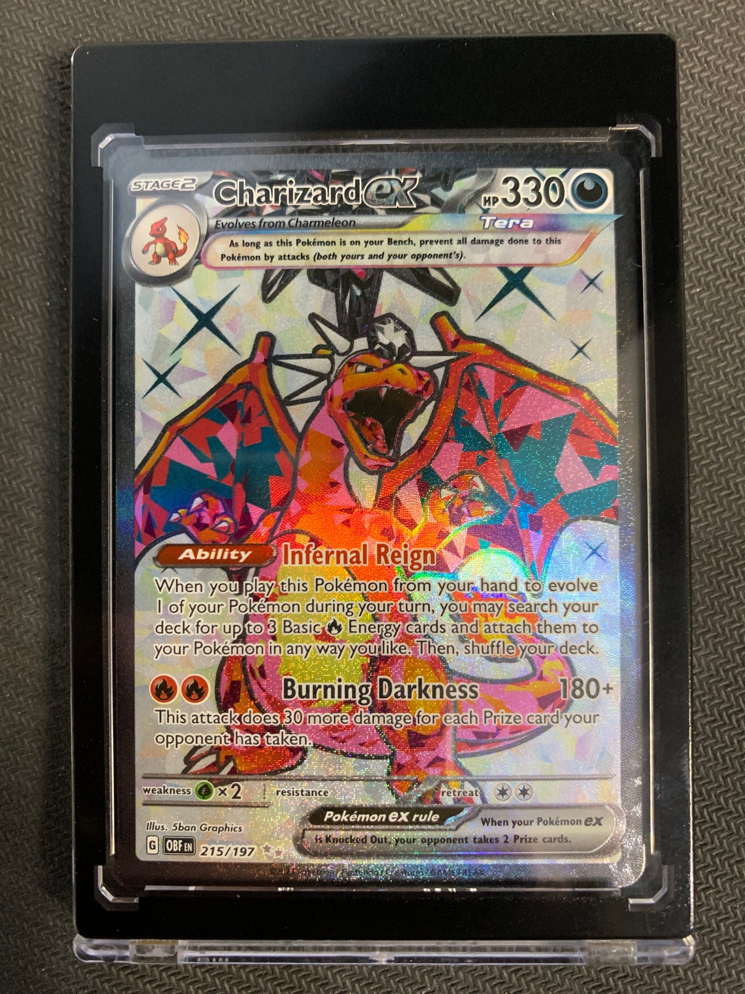 POKEMON S/V OBSIDIAN FLAMES - CHARIZARD EX SECRET RARE 215/197 - MINT