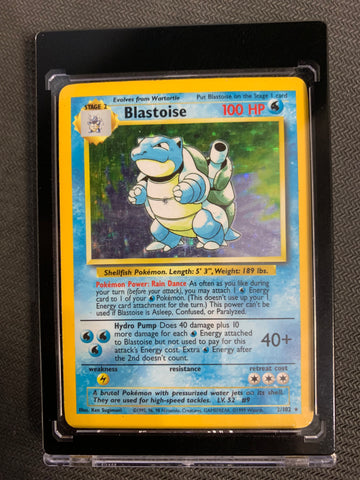 1999 POKEMON BASE SET UNLIMITED - BLASTOISE HOLO RARE 2/102 - LP