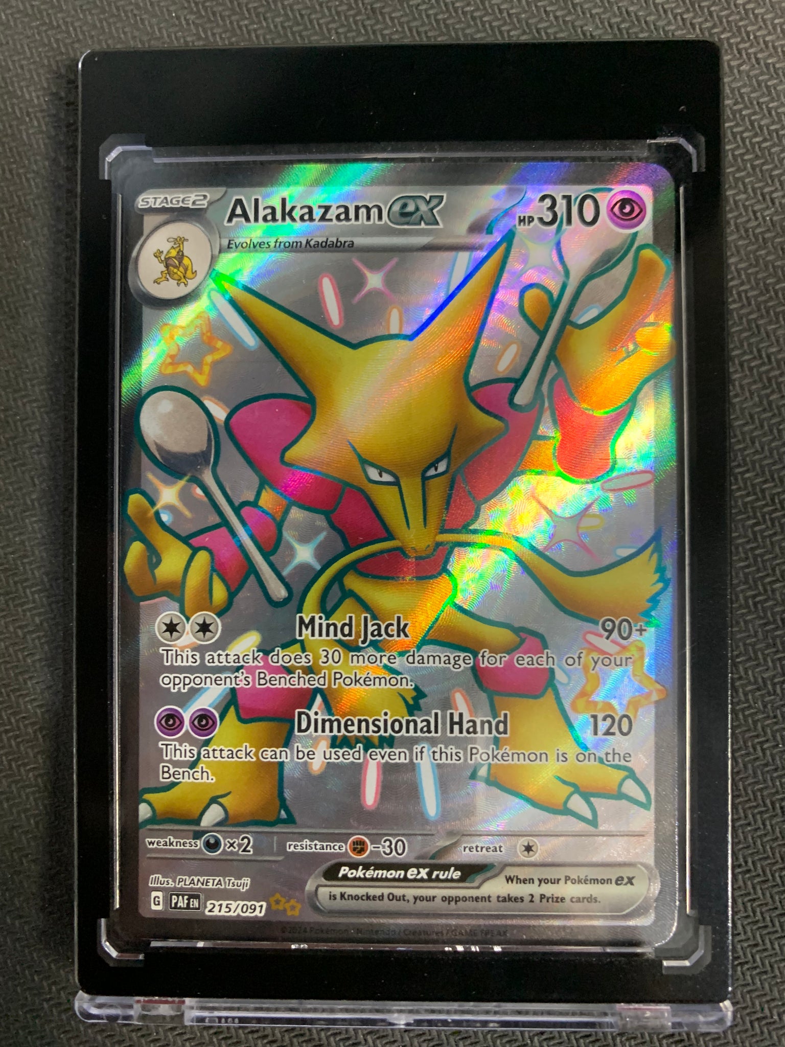 POKEMON S/V PALDEAN FATES - ALAKAZAM EX FULL ART ULTRA SHINY RARE 215/091 - MINT