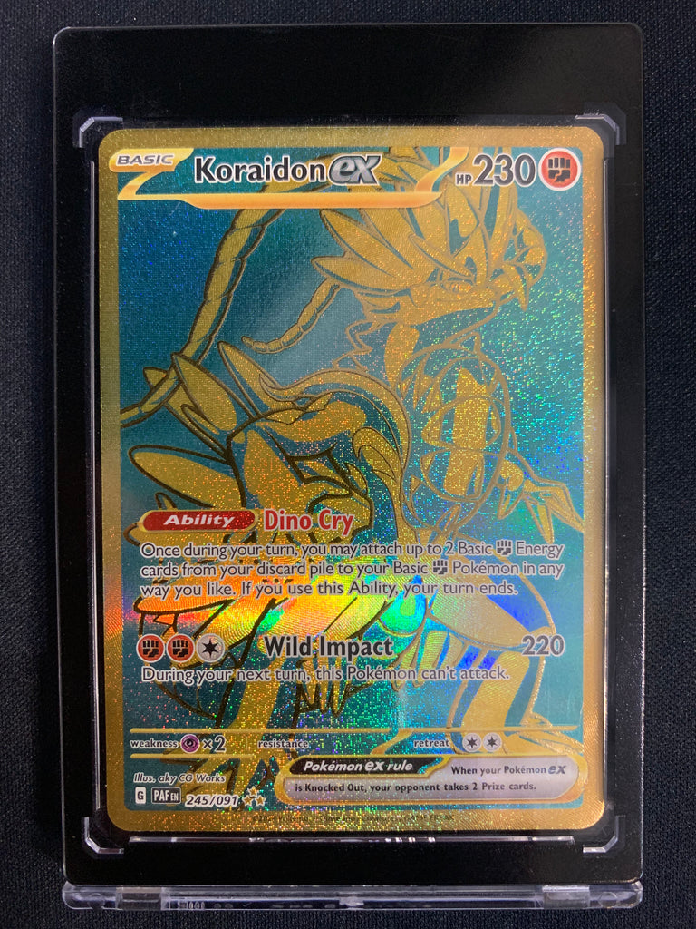POKEMON S/V PALDEAN FATES - KORAIDON EX GOLD SECRET RARE 245/091 - MIN Mint Sports Cards & Collectibles POKEMON S/V PALDEAN FATES - KORAIDON EX GOLD SECRET RARE 245/091 - MIN Mint Sports Cards & Collectibles