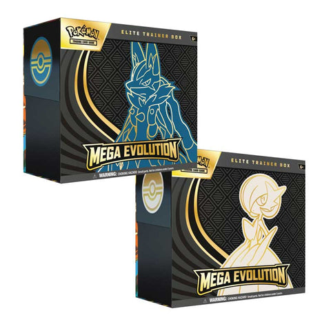 POKEMON ME01 MEGA EVOLUTIONS ELITE TRAINER BOX SET OF 2 (1 EA GARDEVOIR & 1 EA LUCARIO) PRE ORDER - NEW PRICE!