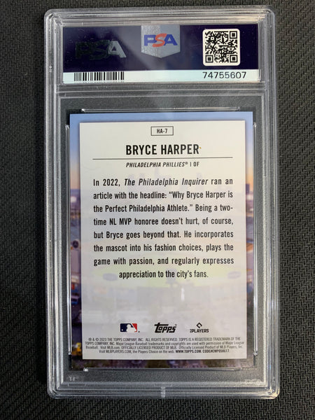 2023 TOPPS SERIES 1 BASEBALL #HA-7 PHILADELPHIA PHILLIES - BRYCE HARPER HOME FIELD ADVANTAGE SP GRADED PSA 10 GEM MINT