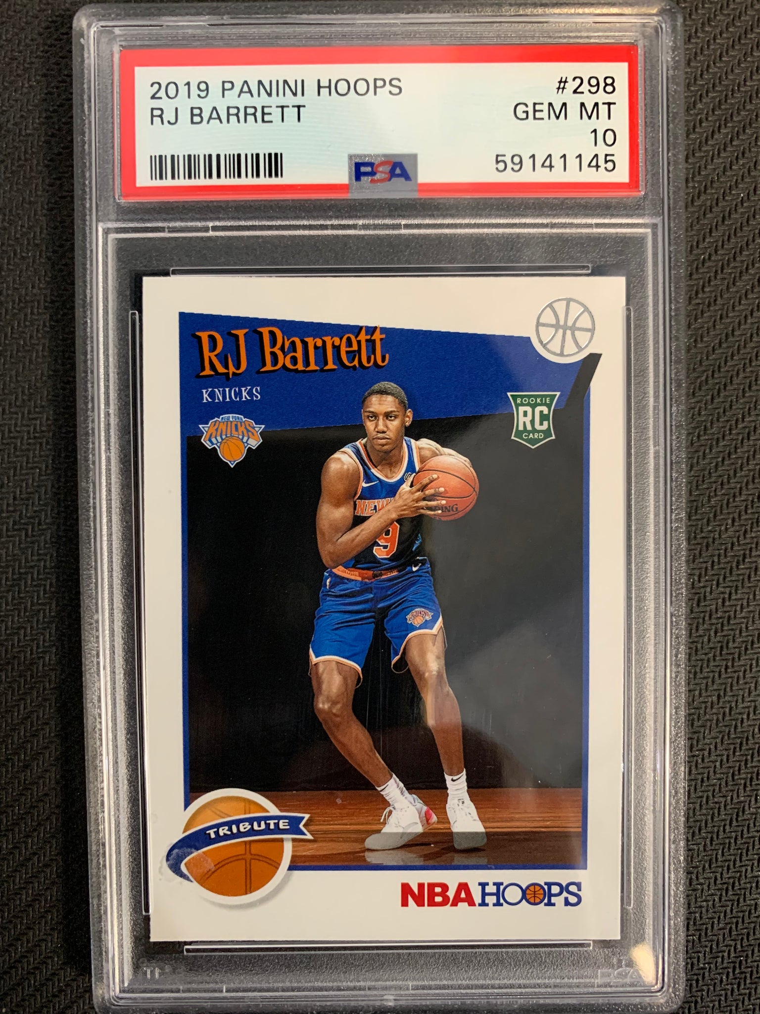 2019 PANINI NBA HOOPS BASKETBALL #298 NEW YORK KNICKS - RJ BARRETT ROOKIE GRADED PSA 10 GEM MINT