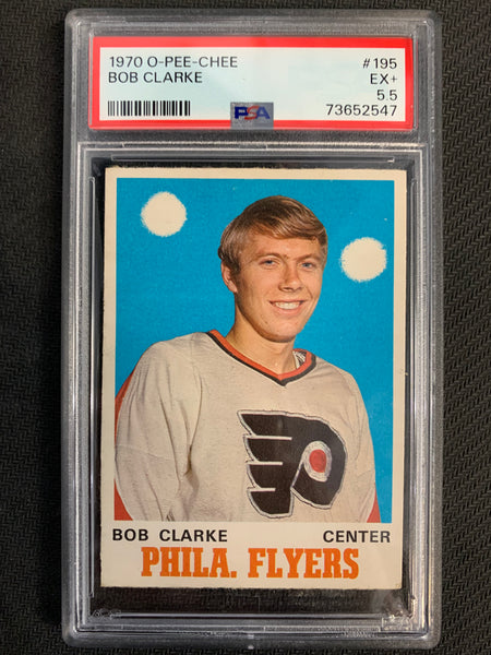 1970-71 O-PEE-CHEE HOCKEY #195 PHILADELPHIA FLYERS - BOBBY CLARKE ROOKIE CARD GRADED PSA 5.5 EX+