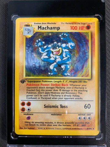 1999 POKEMON FIRST EDITION HOLO MACHAMP 8/102 - LP