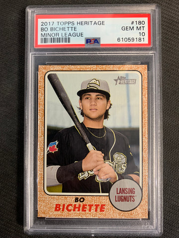 2017 TOPPS HERITAGE MINOR LEAGUE BASEBALL #180 TORONTO BLUE JAYS -BO BICHETTE LANSING LUGNUTS ROOKIE GRADED PSA 10 GEM MINT