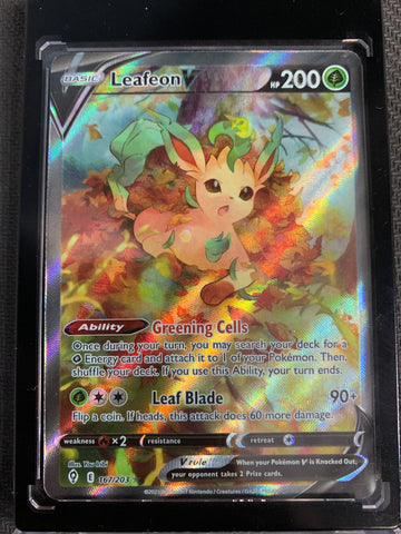 POKEMON SW&SH EVOLVING SKIES LEAFEON V ALTERNATE ART SECRET 167/203 - PACK FRESH!