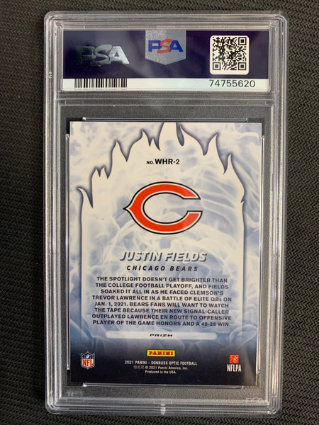 2021 DONRUSS OPTIC FOOTBALL #WHR-2 CHICAGO BEARS - JUSTIN FIELDS OPTIC WHITE HOT ROOKIES GRADED PSA 10 GEM MINT