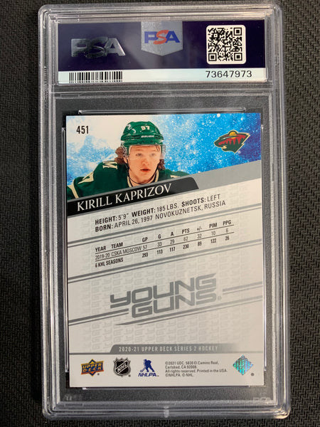 2020-21 UPPER DECK SERIES 2 HOCKEY #451 - MINNESOTA WILD - KIRILL KAPRIZOV YOUNG GUNS ROOKIE GRADED PSA 9 MINT