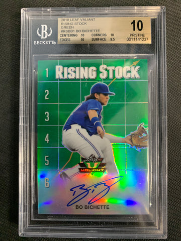 2018 LEAF VALIANT BASEBALL #RS-BB1 TORONTO BLUE JAYS - BO BICHETTE RISING STOCK GREEN AUTO NUMBERED 41/99 GRADED BGS 10 PRISTINE