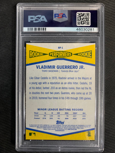 2019 TOPPS HERITAGE BASEBALL #RP-1 TORONTO BLUE JAYS - VLADIMIR GUERRERO JR ROOKIE PERFORMERS GRADED PSA 10 GEM MINT