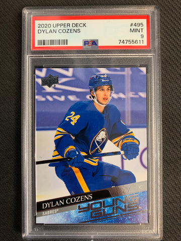 2020-21 UPPER DECK HOCKEY #495 BUFFALO SABRES - DYLAN COZENS YOUNG GUNS ROOKIE GRADED PSA 9 MINT