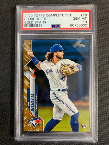 2020 TOPPS COMPLETE SET BASEBALL #78 TORONTO BLUE JAYS - BO BICHETTE GOLD STARS PARALLEL ROOKIE CARD GRADED PSA 10 GEM MINT