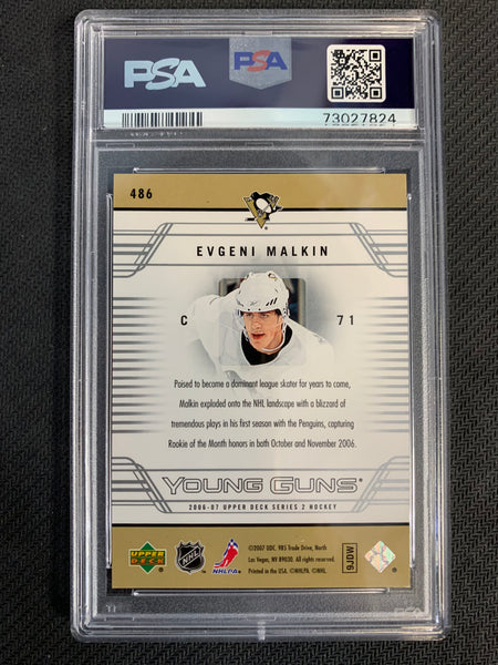 2006-07 UPPER DECK SERIES 2 HOCKEY #486 PITTSBURGH PENGUINS - EVGENI MALKIN YOUNG GUNS ROOKIE CARD GRADED PSA 10 GEM MINT