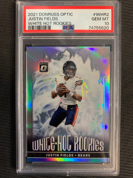 2021 DONRUSS OPTIC FOOTBALL #WHR-2 CHICAGO BEARS - JUSTIN FIELDS OPTIC WHITE HOT ROOKIES GRADED PSA 10 GEM MINT