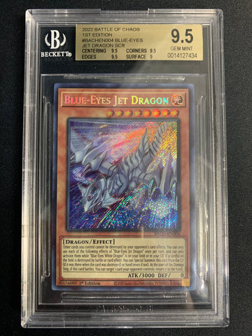 2022 YUGIOH BATTLE OF CHAOS #BACH-EN004 BLUE EYES JET DRAGON GRADED BGS 9.5 GEM MINT