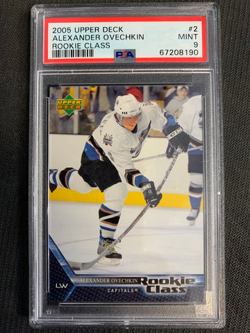 2005-06 UPPER DECK ROOKIE CLASS HOCKEY #2 WASHINGTON CAPITALS - ALEXANDER OVECHKIN ROOKIE CLASS ROOKIE CARD GRADED PSA 9 MINT