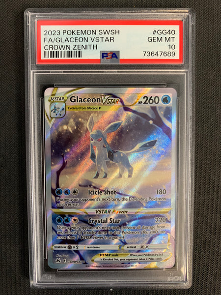 2023 POKEMON SW&SH CROWN ZENITH FULL ART GLACEON VSTAR RARE - #GG40 GRADED PSA 10 GEMMINT