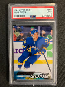 2022-23 UPPER DECK HOCKEY #204 BUFFALO SABRES  - JACK QUINN BLACK YOUNG GUNS ROOKIE GRADED PSA 9 MINT