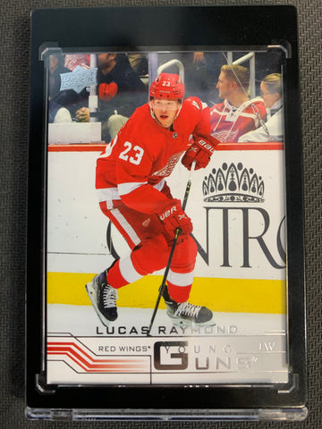 2022-23 UPPER DECK EXTENDED SERIES HOCKEY #YG-8 DETROIT RED WINGS - LUCAS RAYMOND 01-02 EASTER EGG YOUNG GUNS ROOKIE CARD