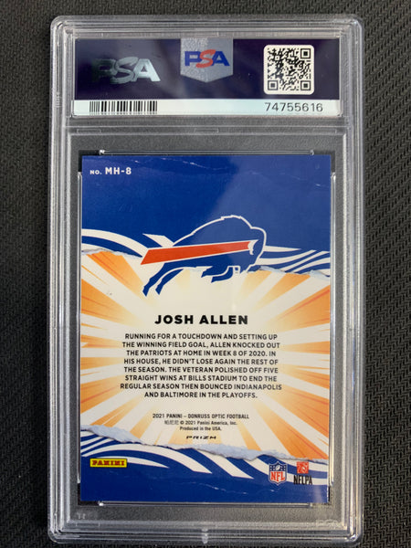 2021 DONRUSS OPTIC FOOTBALL #MH-8 BUFFALO BILLS - JOSH ALLEN MY HOUSE PRIZM GRADED PSA 9 MINT