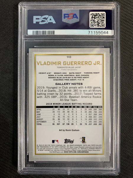 2019 TOPPS GALLERY BASEBALL #98 TORONTO BLUE JAYS - VLADIMIR GUERRERO JR ARTIST PROOF ROOKIE GRADED PSA 10 GEM MINT