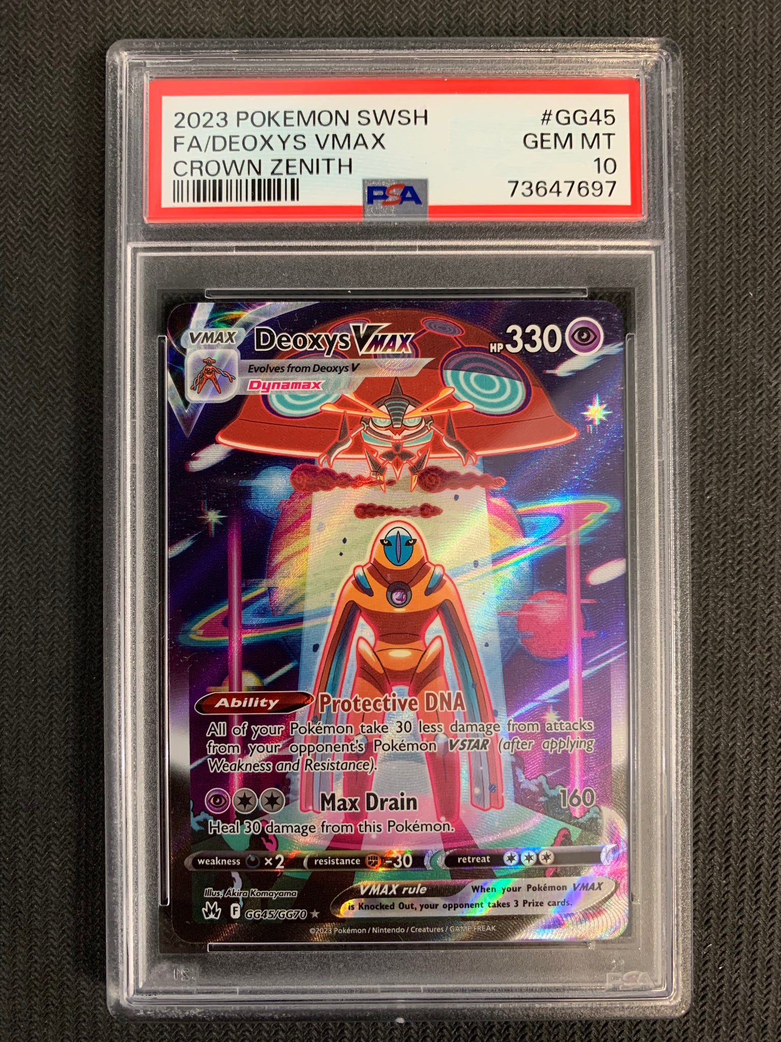 2023 POKEMON SW&SH CROWN ZENITH FULL ART DEOXYS VMAX RARE - #GG45 GRADED PSA 10 GEMMINT