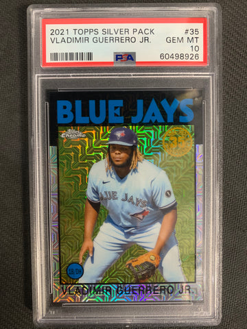 2021 TOPPS BASEBALL #35 TORONTO BLUE JAYS - VLADIMIR GUERRERO JR SILVER PACK REFRACTOR GRADED PSA 10 GEM MINT