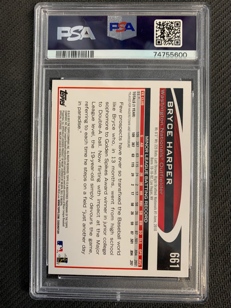 2012 TOPPS BASEBALL #661 WASHINGTON NATIONALS - BRYCE HARPER ROOKIE CARD GRADED PSA 8 NM-MT