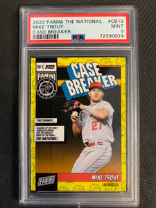 2022 PANINI "THE NATIONAL" #CB18 LOS ANGELES ANGELS - MIKE TROUT CASE BREAKER NUMBERED 129/199 GRADED PSA 9 MINT