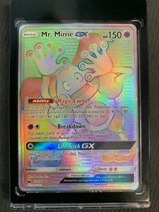 2018 POKEMON CELESTIAL STORM MR. MIME GX RAINBOW SECRET RARE - 173/168 - MINT CONDITION