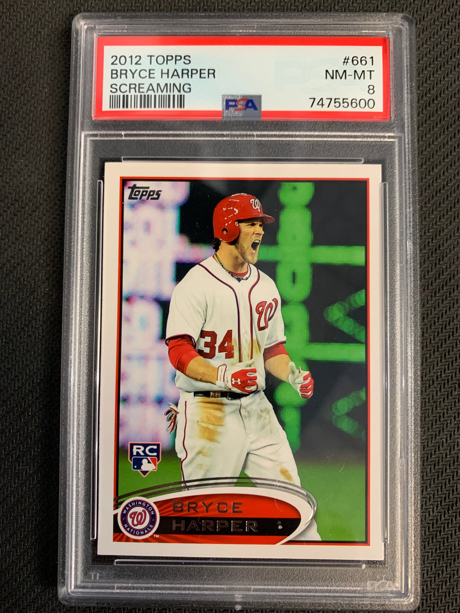 2012 TOPPS BASEBALL #661 WASHINGTON NATIONALS - BRYCE HARPER ROOKIE CARD GRADED PSA 8 NM-MT